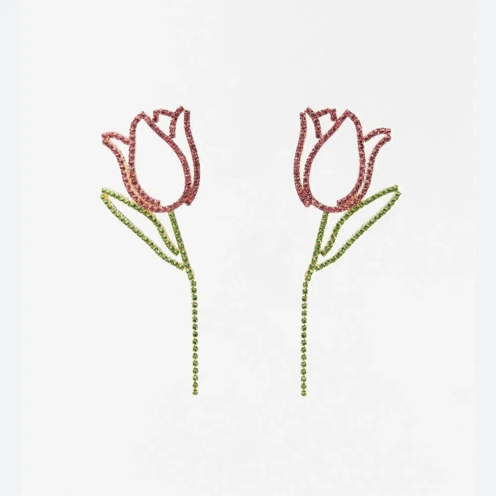 Tulip diamond drop earrings A87